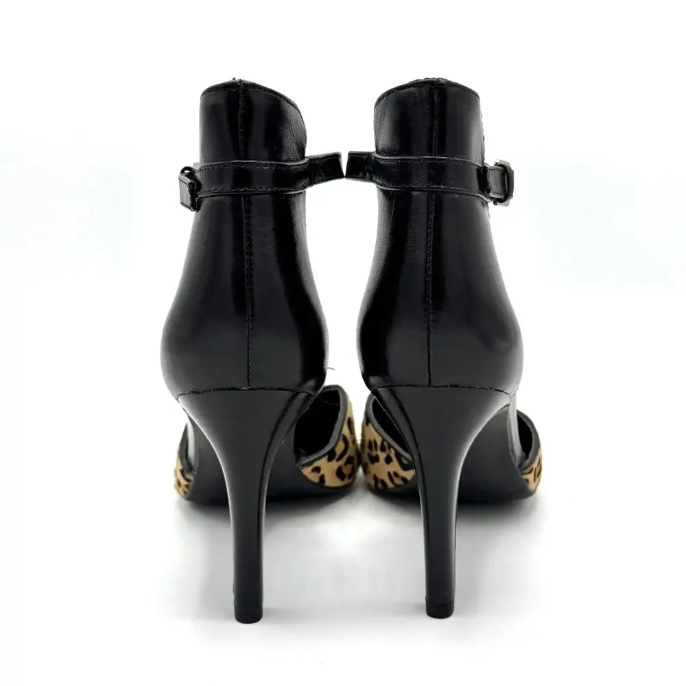 Franco Sarto Leopard Calf Hair Pointed Toe Stiletto Heels 7 Mob Wife